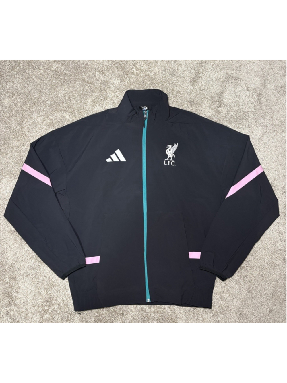 Adidas Liverpool FC Anthem Track Jacket JZ0138 Men's S Black Teal Pink White NWT